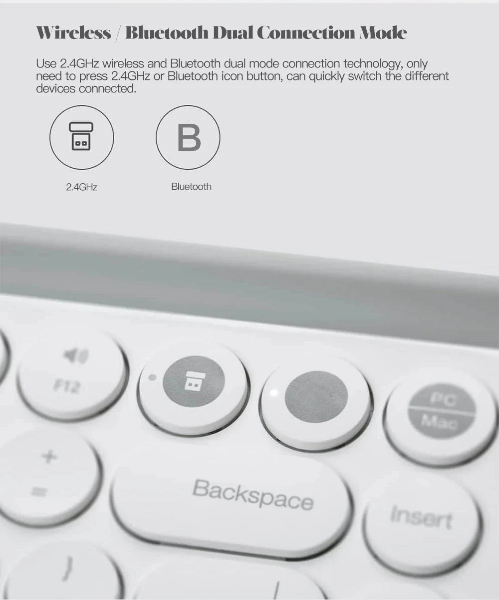 Xiaomi MIIIW Bluetooth Dual Mode Keyboard 2.4GHz Wireless Connection 10m 104 Keys Supports WindowsMacAndroidiOS Tablet # (9)