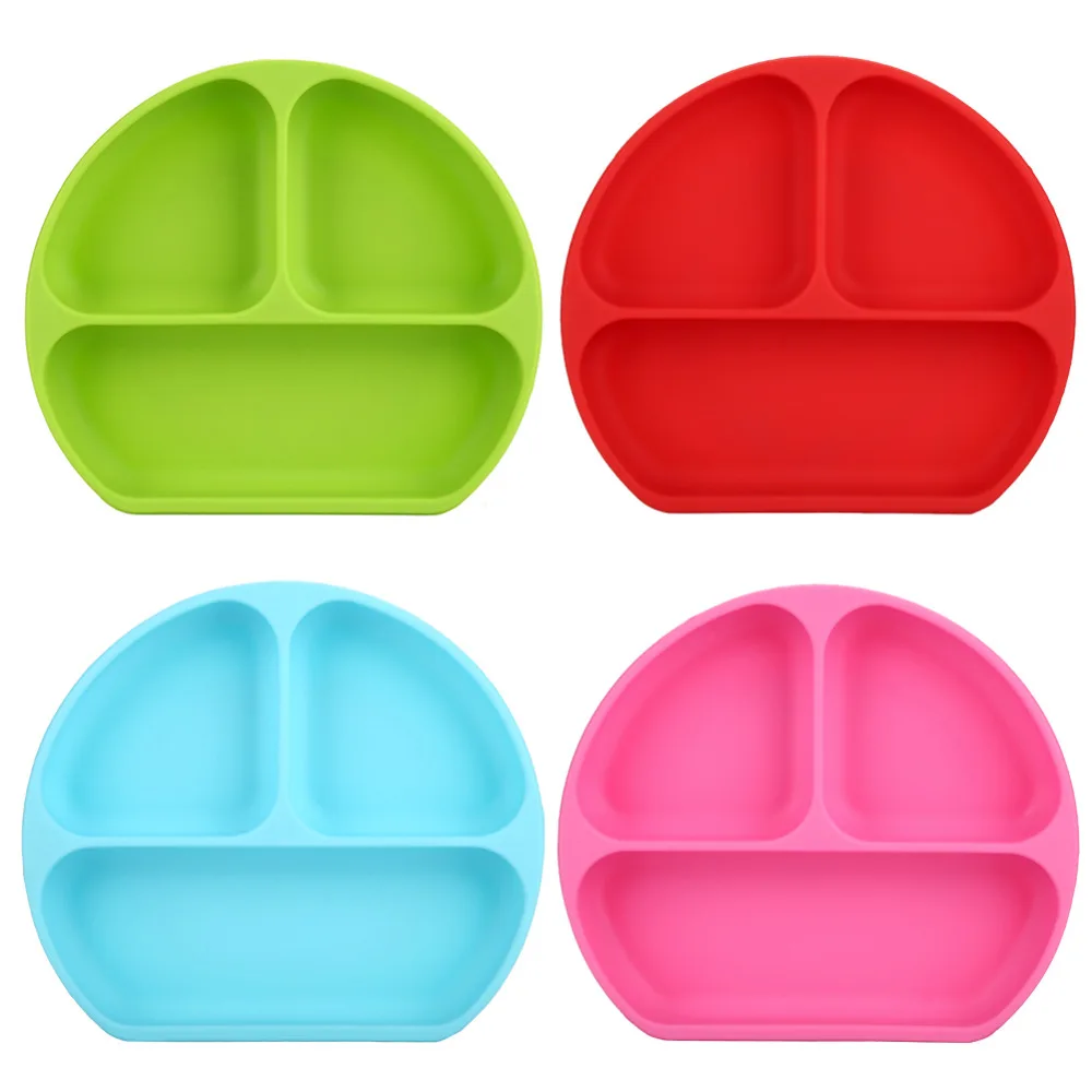 

Baby Dishes Children's Creative Section Smiling Silicone Plate With Suction Cup Strong Sticky Divided Silicone Food Plate