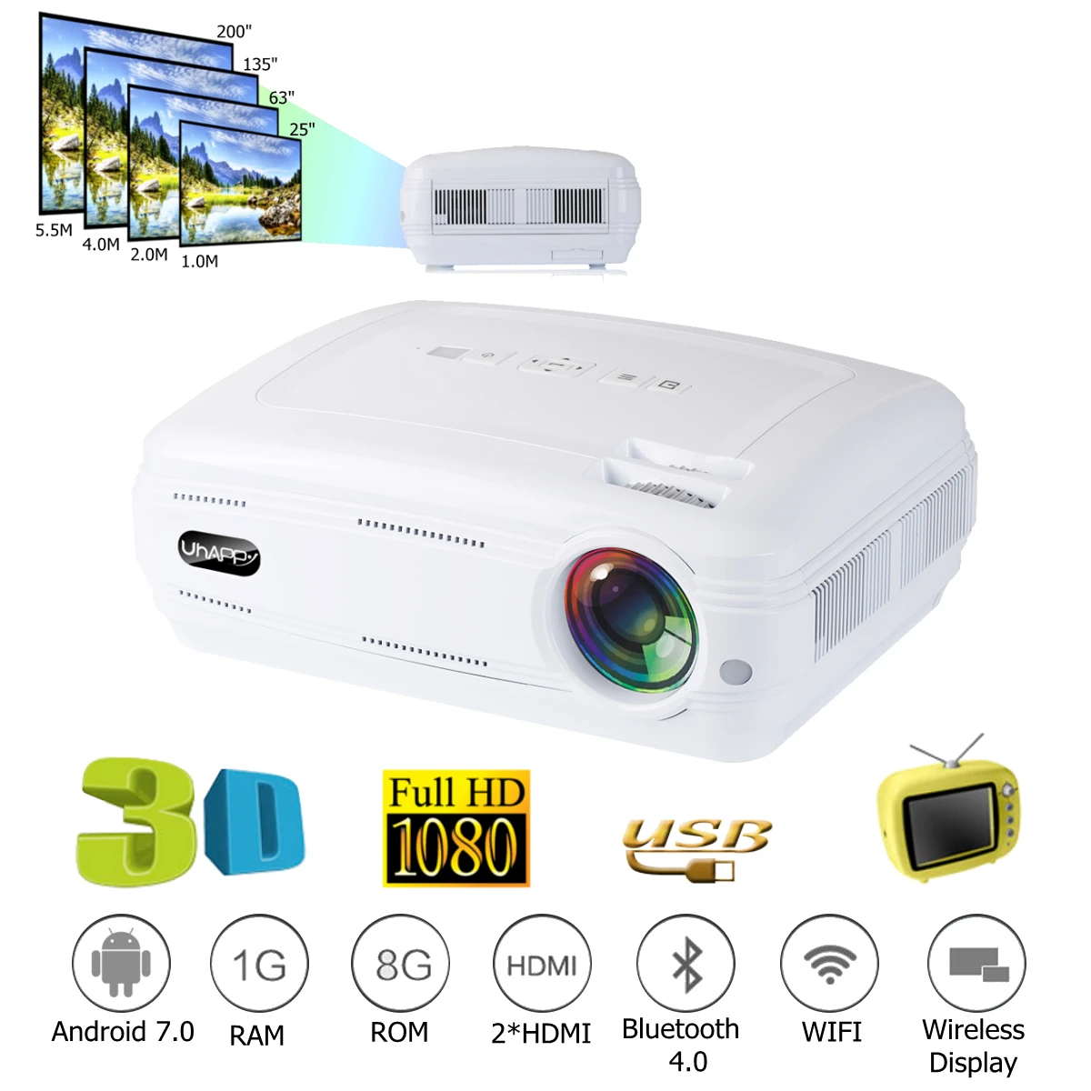 10000 люмен 1080 P мини-проектор 3D светодиодный домашний кинотеатр тв-проектор/AV/VGA/HD мультимедийный проектор для домашнего кинотеатра