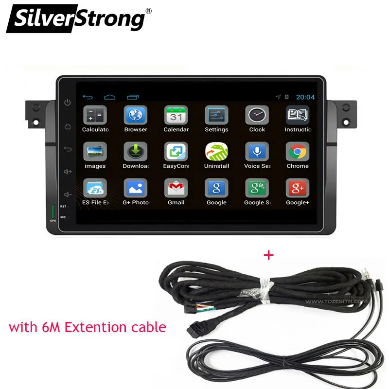 SilverStrong ips матрица Android9.0 9 дюймов четырехъядерный 2Din автомобильный DVD для BMW E46 318 325 320 Автомобильный gps DAB M3 3 серия с радио Navi - Цвет: ANDROID E46 6m cable