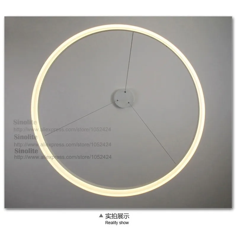 Современный светодиодный подвесной светильник акриловое кольцо алюминиевая Краска 90-265 в подвесные лампы для гостиная столовая