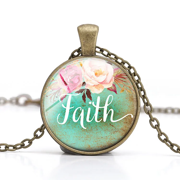 

Faith,Dream,Love,Hope,Vintage,Believe Art Letter Printed Glass Cabochon Pendant Necklace For Women Men Quote Jewelry Gifts