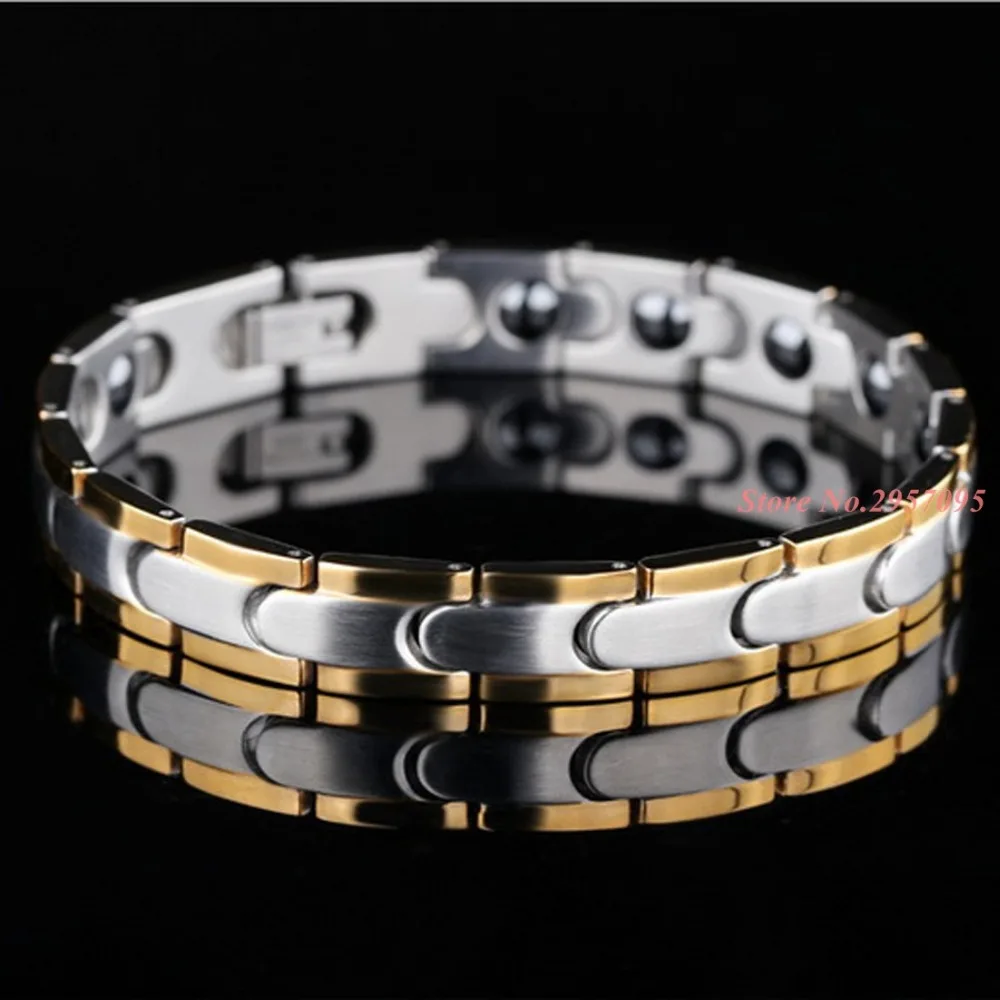 Healthy Energy Bracelet Women Silver Gold Chain Link Bracelets Jewelry Stainless Steel