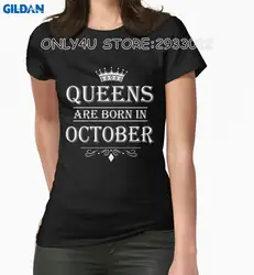 Необычные футболки Короткие Для женщин Queens рождаются в октябре с коротким рукавом Для женщин s рубашки