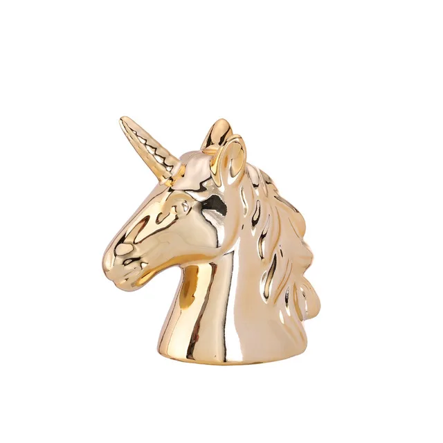 Nordic unicorn piggy bank ceramic crafts home decoration bedroom decorations piggy bank Decor Gift Living room decoration - Цвет: gold