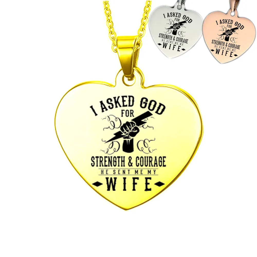 

I Asked God For Heart Necklace Men Wife gift Titanium Steel Pendant Necklace Heart Pendant Valentine Day Send Wife Pendant Women