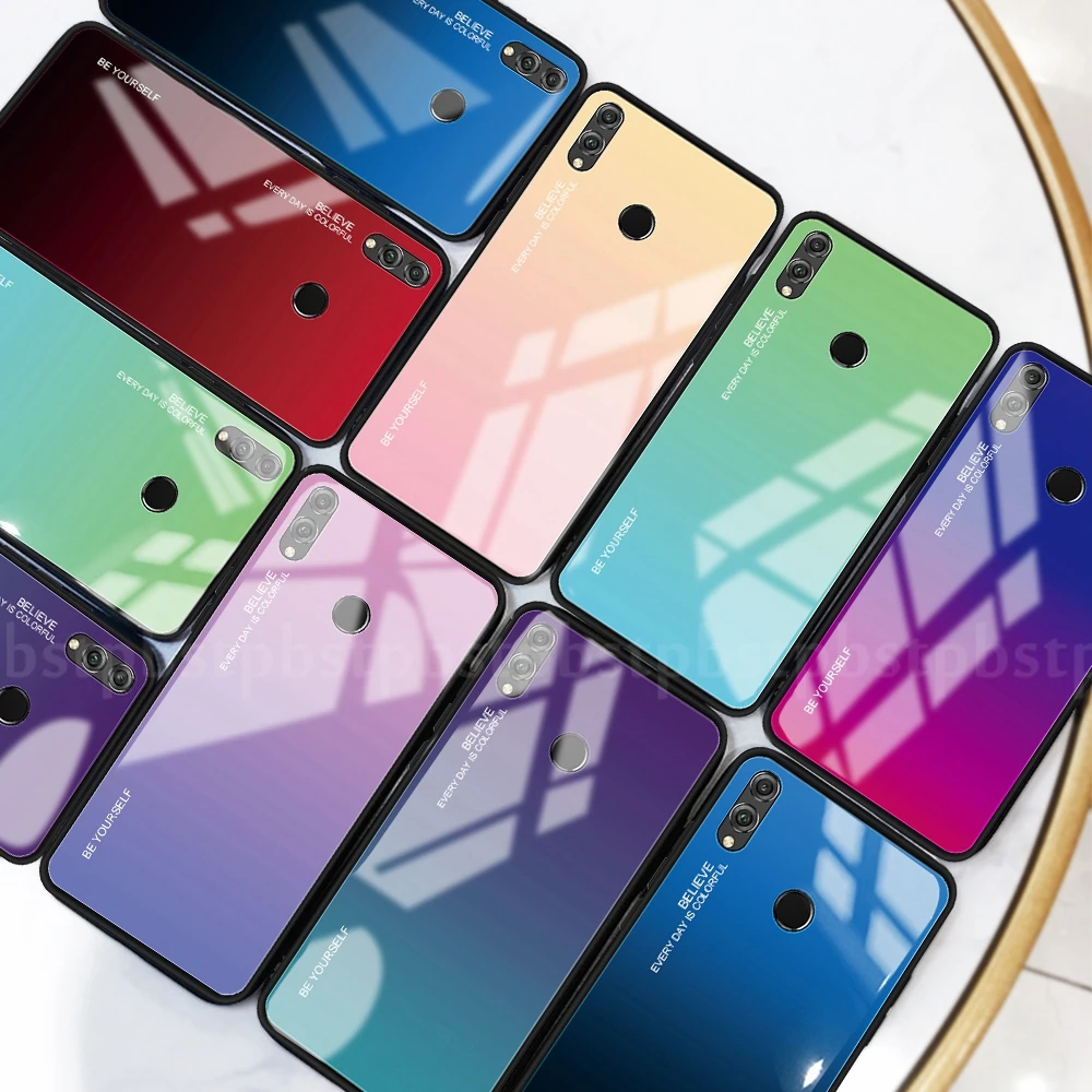 Градиентные чехлы с закаленным стеклом для huawei Honor View 20 Pro V20 8X Max 10i 20i Nova 5 Pro 5i 4 P20 P30 Pro Lite P Smart Plus