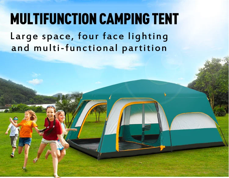Высокое качество Открытый Кемпинг 4 сезона палатка для прогулок две палатка для спальни большое пространство 6-12 человек кемпинг палатка