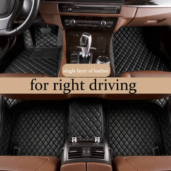 

PU leather custom Car right driving Floor Mats Trucks Vehicles Front Foot Pad Waterproof Auto Carpet for honda toyota mini ford
