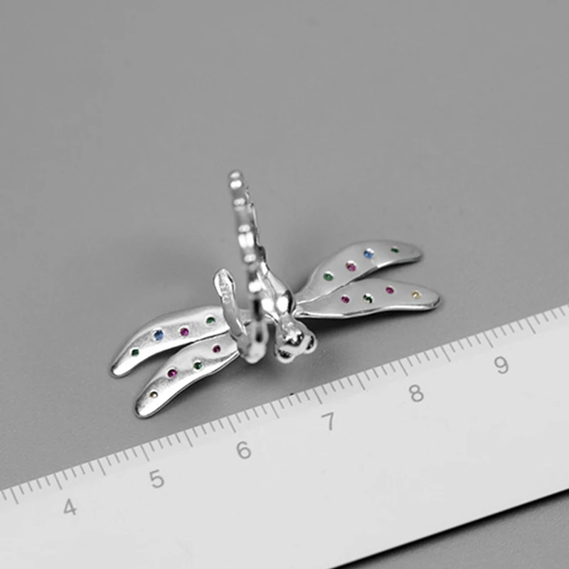 Lotus Fun Real 925 Sterling Silver Handmade Fine Jewelry Multicolor Zirconia Beautiful Dragonfly Design Rings For Women