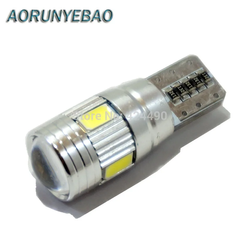 

AORUNYEBAO 100 T10 W5W LED car interior light Canbus 6 SMD LED Bulb Auto Clearance Light 194 501 Side Wedge Lamp Car Styling