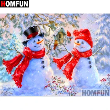 

HOMFUN Full Square/Round Drill 5D DIY Diamond Painting "Snowman couple " Embroidery Cross Stitch 5D Home Decor Gift A09505