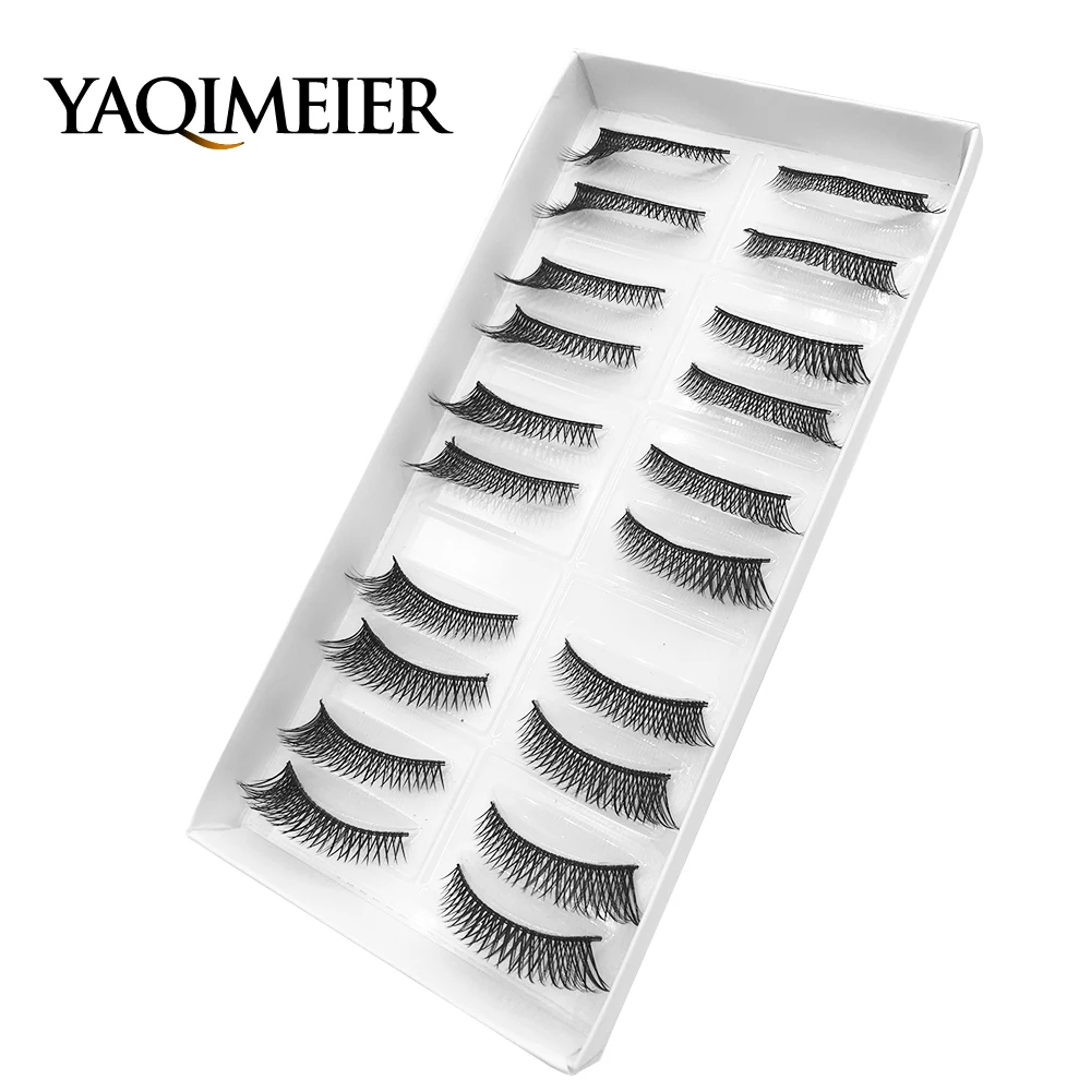 

YAQIMEIER 10 Pairs /Set Cross 3D Individual Eyelashes High Quality Natural Black Halloween Women False Eye Lashes Wholesale