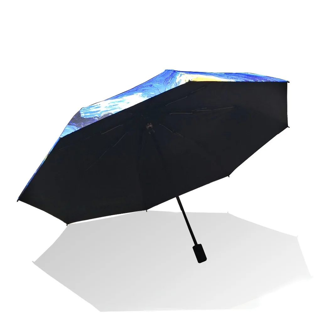 LIKE RAIN Van Gogh Oil Painting Umbrella Rain women Brand Paraguas Creative Arts Parasol Female Sun And Rain Umbrellas YHS01 folding umbrella automatic umbrella