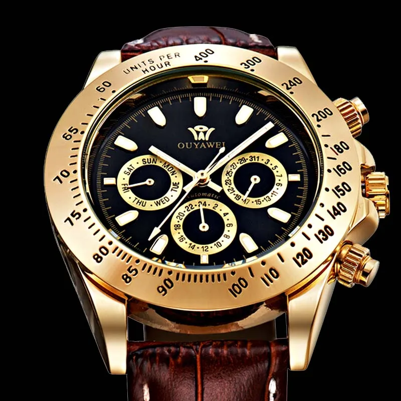 Top Quality Luxury Brand Ouyawei Watch Men 6 Hands Automatic Mechanical