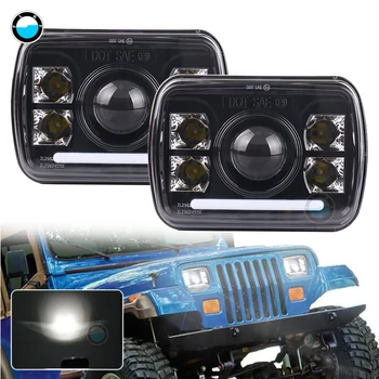 

New 120W 5x7 Led Headlights White Daytime Running Light 7x6 Led Sealed Beam Headlamp for Jeep YJ MJ XJ GMC Chevrolet Stock .
