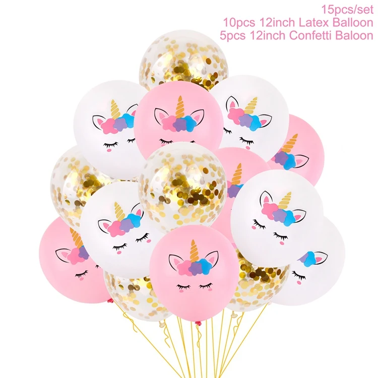 HUIRAN шары с золотыми конфетти Розовый Единорог воздушные шары Единорог день рождения поставки балон детский душ украшения балоны - Цвет: unicorn balloon 2