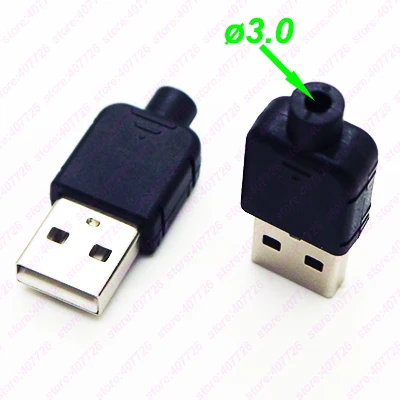 Высокое качество 10 шт. DIY USB A Тип Штекерный соединитель в сборке адаптер USB Jack 2,0 розетка с пластиковой оболочкой хвост провода диаметром 3,0