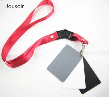 

50pcs/lot 18% Gray White Black Color Balance Cards 3 In 1 8.5 X 5.5cm Digital Grey Card With Neck Strap For DSLR Camera CD50