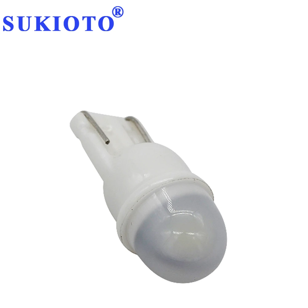 SUKIOTO 10-100PCS Ceramic T10 W5W LED Car Light White 5500K Width Marker t10 Clearance Wedge Dome Bulbs Mini Size (3)