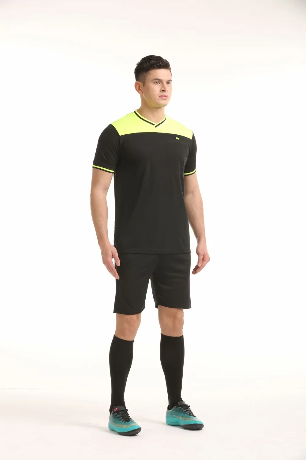 Soccer Referee Jerseys Kit Professional Competition Referee Clothing V-neck Football Judge Uniforms Short Sportswear