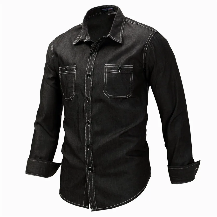 Fredd Marshall 2018 New Men's Denim Shirts Men Long Sleeve Jean Shirt Male Brand Casual Shirt Plus Size 3XL Camisa Masculina (6)