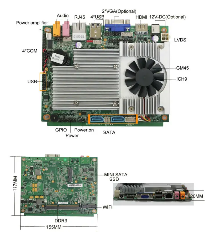 

2016 Cheaper Industrial Motherboard Computer Motherboard with P8600 Processor /4*USB 2.0/1.1