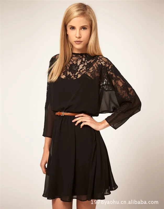 Clearance Sale Fashion Sexy O Neck Ladies Long Sleeve Summer Dresses