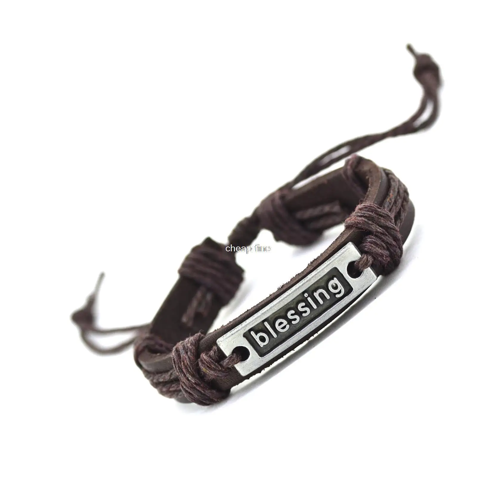 Благословение натуральный кожанный браслет с металлическими камнями браслет манжеты плетеный браслет и браслеты Мода для Для женщин Для мужчин подарки