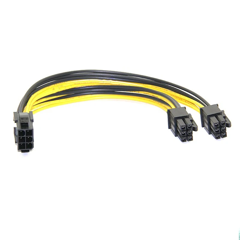 20CM PC Power Supply PCI e Molex 6pin to 2 PCIe 6 pin PCI express Splitter Extension Ribbon Cable ,6-pin Graphics Card Mining