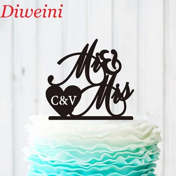 

Mr & Mrs Wedding Cake Topper, Personalized Heart Wedding Cake Topper Decoration, Custom Mr and Mrs Cake Topper Party Supplies