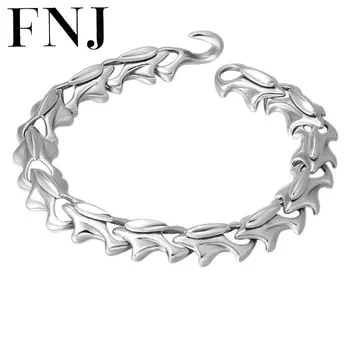 

FNJ 12mm Big Chain Bracelet 925 Silver 21cm Punk New Fashion Original Pure S925 Thai Silver Statement Bracelets for Men Jewelry