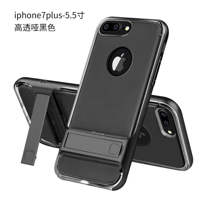 Чехол для iPhone 11 Pro Max X XS XR, чехол для 6 6 S 7 8 Plus, чехол из поликарбоната+ силиконовый чехол-подставка для телефона, защитный чехол - Цвет: Crystal Black