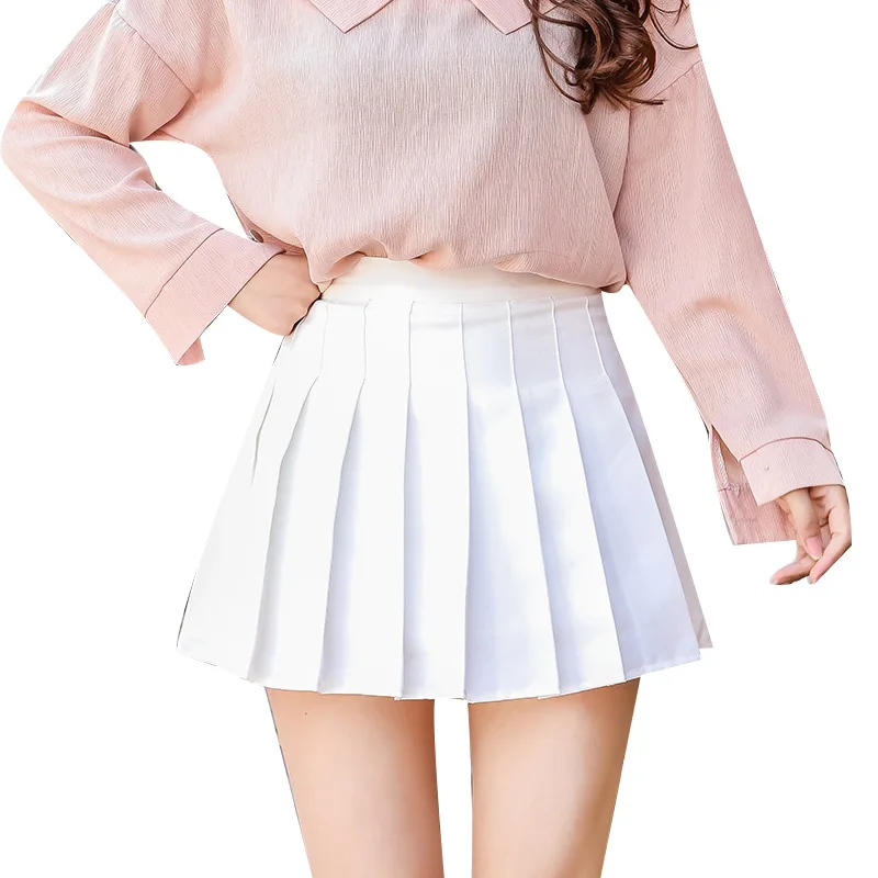 

New 2019 Women Casual Summer High Waist Mini Pleated Skirt Skirt A-Line Solid Skirts W19031803