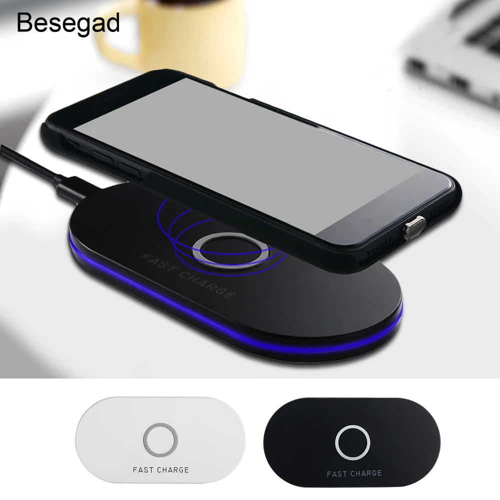 Besegad Fast QI Wireless Phone Charger Charging Pad Stand Station