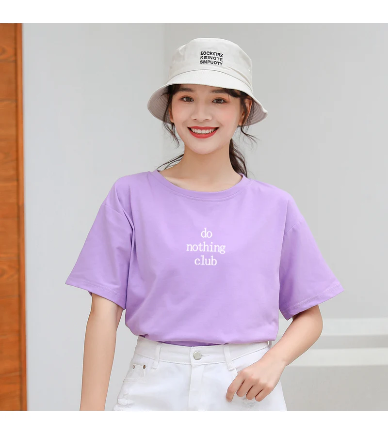 do nothing club Letters Print Tshirt Women Harajuku Short Sleeve Cotton Casual Funny T Shirt Streetwear Hipster Tumblr Tops Tees (1)