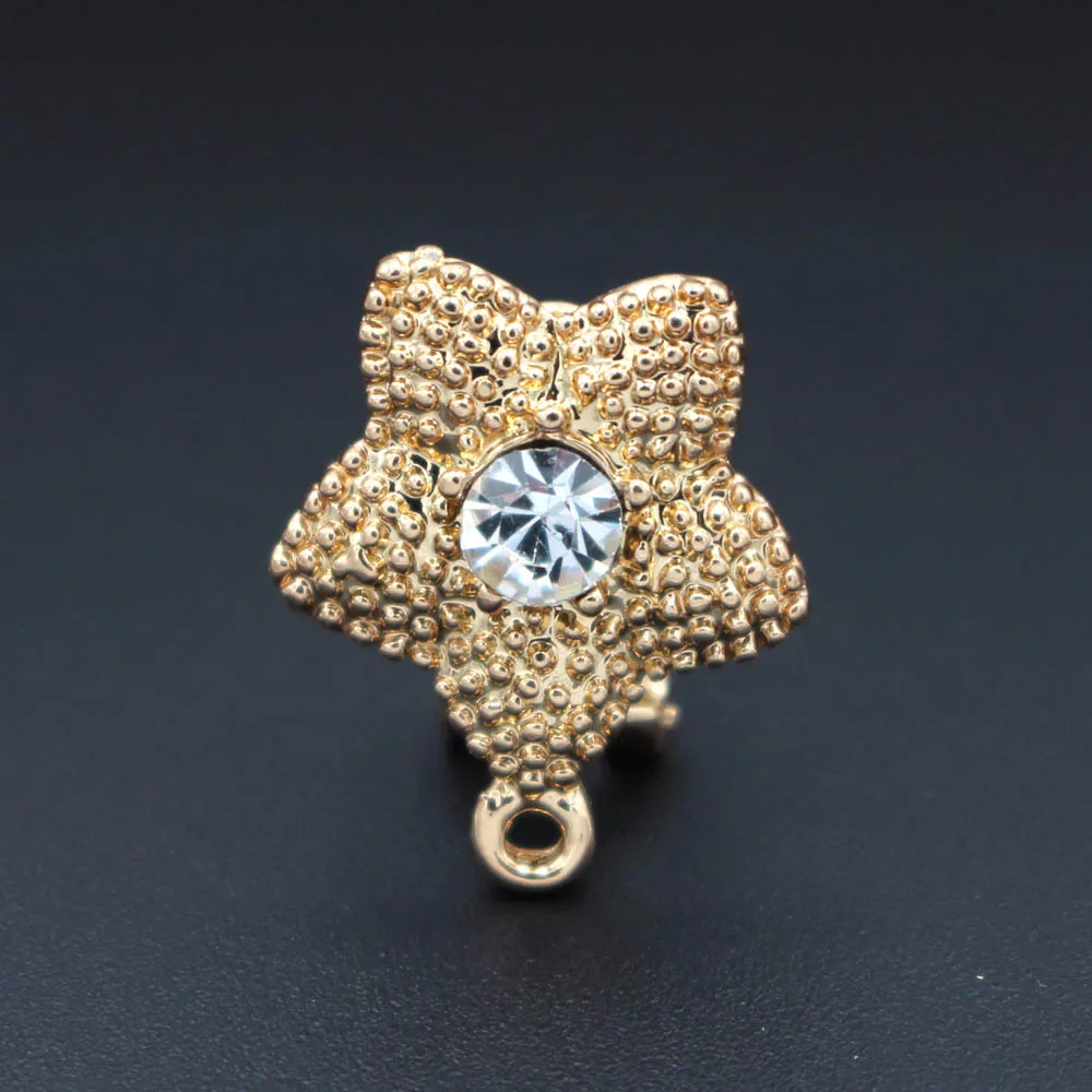 African Earrings Post Loop Connectors Star Paved CZ Nigerian Chile Women Wedding Jewelry Ear Clip Clasps Earring Findings DIY | Украшения и