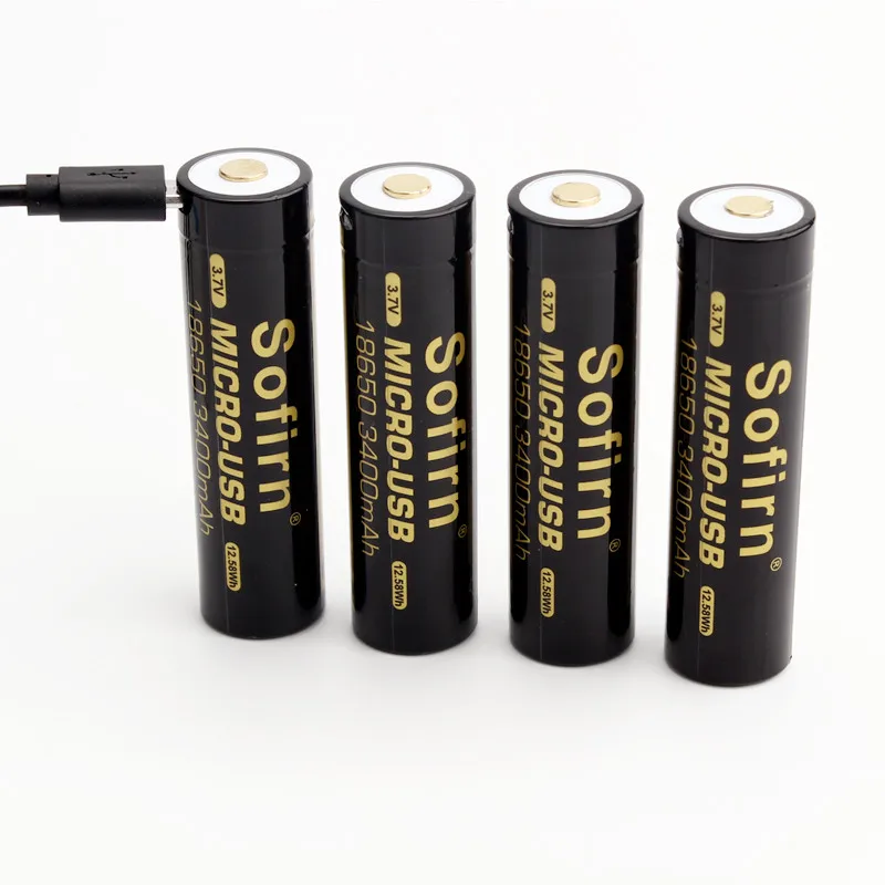 Аккумулятор Sofirn Micro USB 18650 3400 мАч литий ионная аккумуляторная батарея 3 7 в