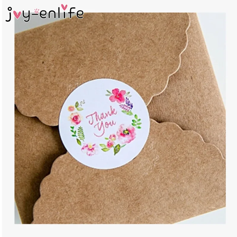 

JOY-ENLIFE 100pcs Thank You Circle Seal Sticker Seal Adhesive Sticker DIY Gift Paper Sticker For Party Favor Candy Bag Box Decor