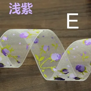 New 25mm Transparent Voile Ribbons Double Face printing satin ribbon DIY hair accessories bowknot materials 10Mlot_14