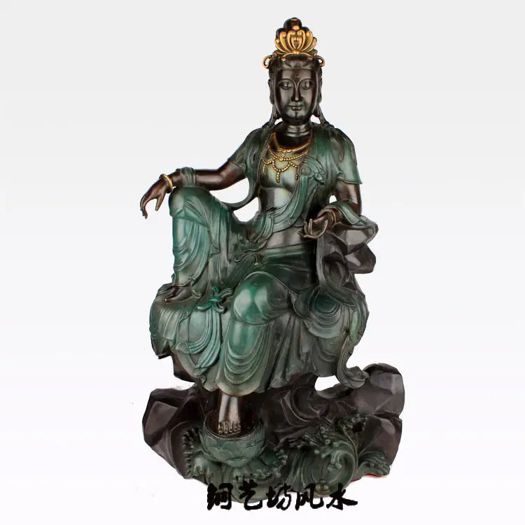 

25" China Tibet Bronze Guanyin Kwan-yin Bodhisattva Sit Brass Statue #1 @@ EW