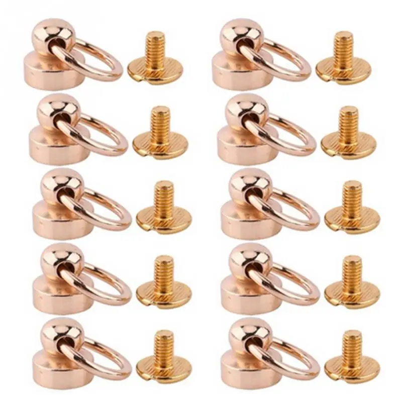

10pcs Brass Rivet Studs Screw Fastener Screw Stud Back Round Head Ring Leather craft Accessory