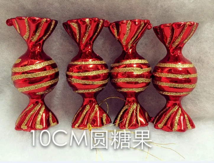 

Christmas ornaments window decorations Christmas tree pendant 10CM gold-plated candy artificial painted four