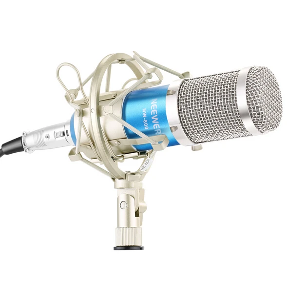 Neewer Набор NW-800 Профессиональной Студии Микрофона В Том Числе: Микрофон+ Крепление Амортизатора+ Анти-ветер Пены Крышка+ Кабель Питания для Звукозаписывающего KTV Karaoke - Цвет: Blue Silver
