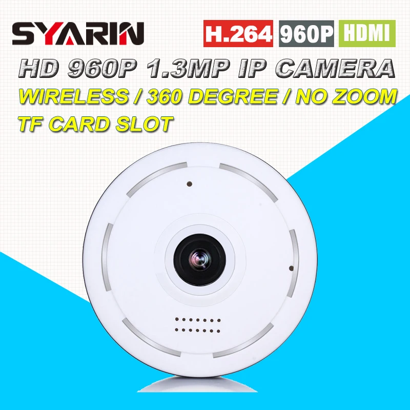 

960P HD 1.3MP 360 Panoramic P2P Plug Play Wireless IP Camera with two way audio TF Micro SD Card Slot Free APP for 100sqm office
