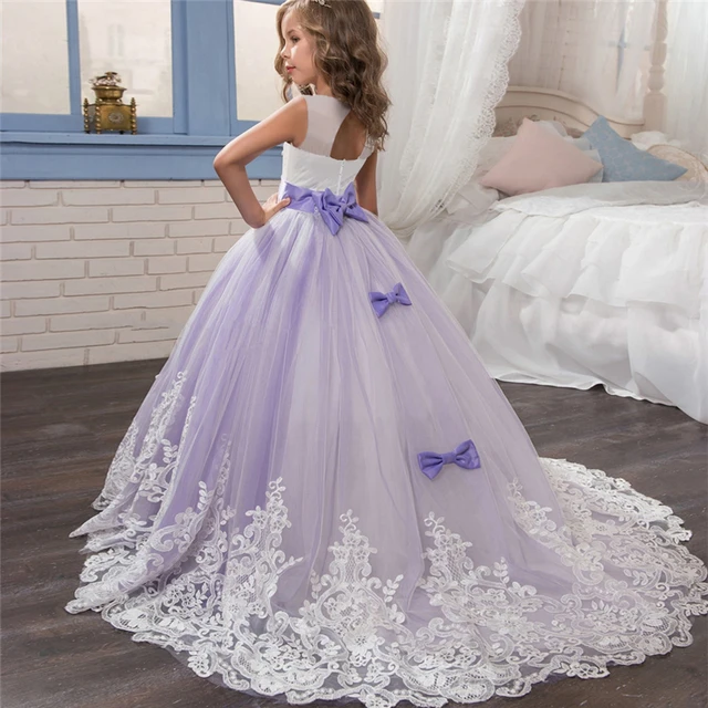 Платье с цветочной вышивкой для детей, торжественное платье принцессы с цветочным рисунком, детское свадебное вечернее платье для выпускного вечера, одежда для рождественской вечеринки для девочек