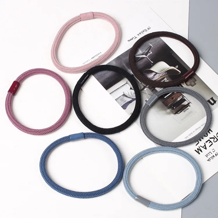 1PC Hair Rope For Girls Beaded Hair Band Ponytail Color Black Rubber Band Hair Ring Hair Rope High Elasticity G0409