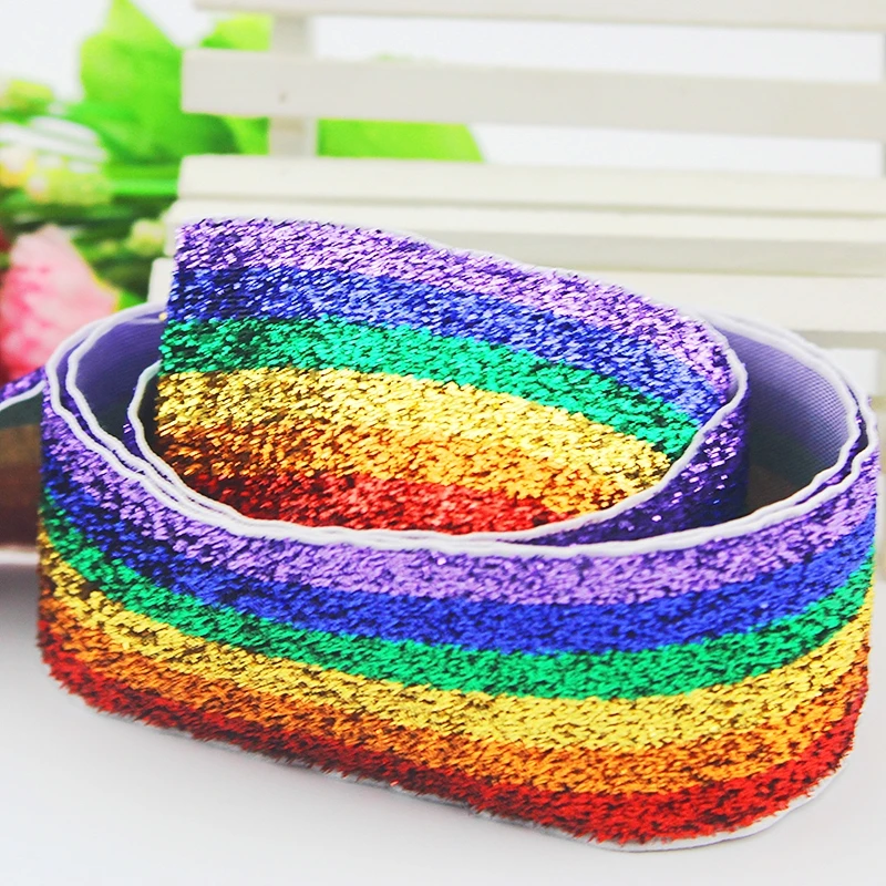 1 colored webbing rainbow glitter velvet ribbon Wedding Party Decoration_