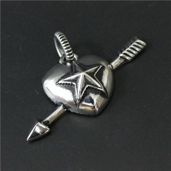Newest 14g Popular Cupid Pendant Stone Mandrel 316L Stainless Steel Biker Style Cool Arrow Crossing Heart | Украшения и