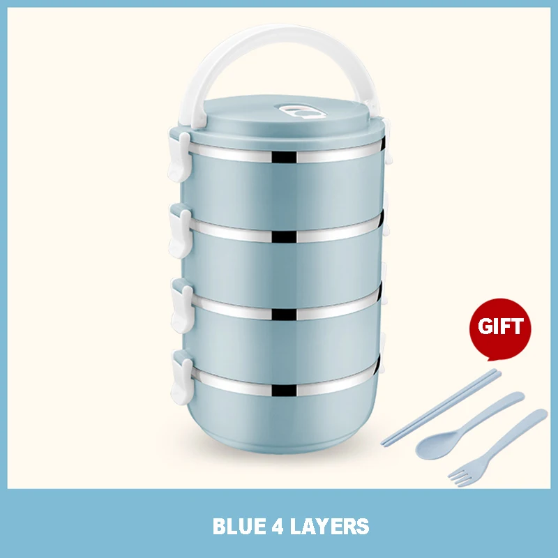 ONEUP Ланч-бокс для детский пищевой контейнер тепловой Bento box с отделениями украшения дома аксессуары кухня японский стиль - Цвет: Blue-4layers